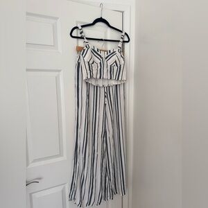 american eagle striped jumpsuit